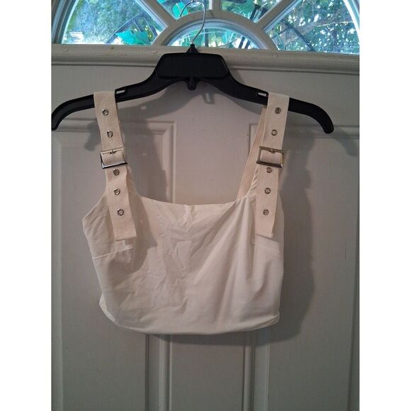 Tiger Mist Kailey Crop Top White Small Silver Accents NWT Nordstrom - Picture 4 of 9